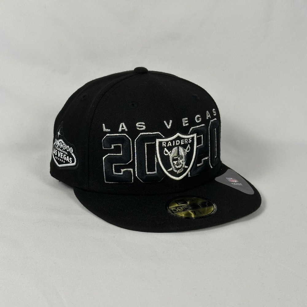 Las Vegas Raiders 2020 NFL Draft Fitted Hat Men 7 3/8 Black New Era 59FIFTY Cap